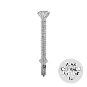 Tornillo autoperforante con alas estriado 8 x 1 1/4"