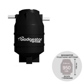 Biodigestor 950l polietileno Septitank bicapa para 7 personas ø980mm x 1700mm