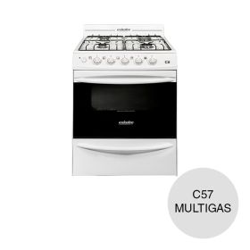Cocina multigas horno doble vidrio C 57 blanca 570mm x 635mm x 850mm