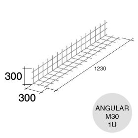 Malla acero refuerzo angular Concrehaus M30 300mm x 300mm x 1230mm