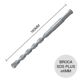 Broca percutora encastre hormigon SDS Plus ø6mm x 160mm