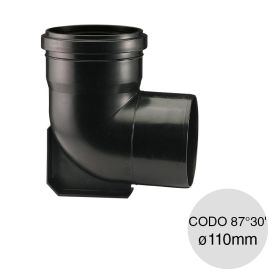 Codo 87°30' macho-hembra base desagüe cloacal pluvial polipropileno union deslizante ø110mm