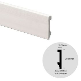 Zocalo EPS Plain blanco simil madera 15mm x 70mm x 2500mm