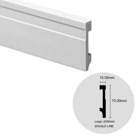 Zocalo EPS Line blanco simil madera 15mm x 70mm x 2500mm