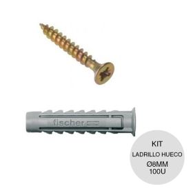 Kit fijaciones ladrillo hueco taco c/tope y tornillo ø8mm caja x 100u