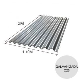Chapa sinusoidal acanalada galvanizada cubiertas livianas C25 0.5mm x 1.1m x 3m