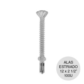 Tornillo autoperforante con alas estriado 12 x 2 1/2" caja x 100u