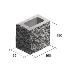 Bloque SP13/M/ESQ mitad esquinero hormigon simil piedra gris 135mm x 190mm x 190mm